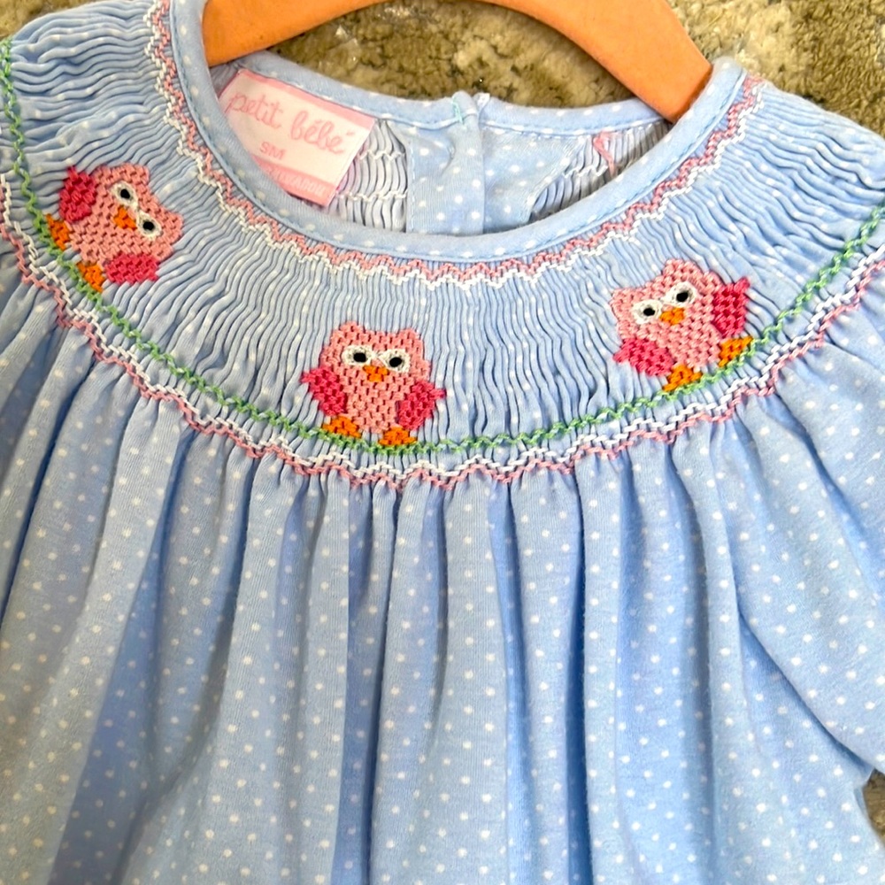 Hand smocked cotton toddler dress